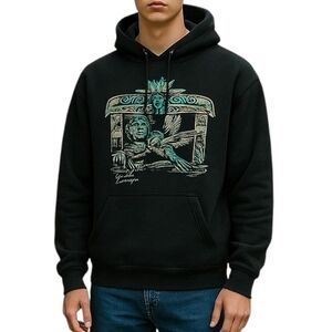 Vintage Jerzees Made in USA Neah Bay Washington Tribal Art Graphic Hoodie